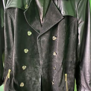 IMAN  BLACK LEATHER TRENCH COAT XL